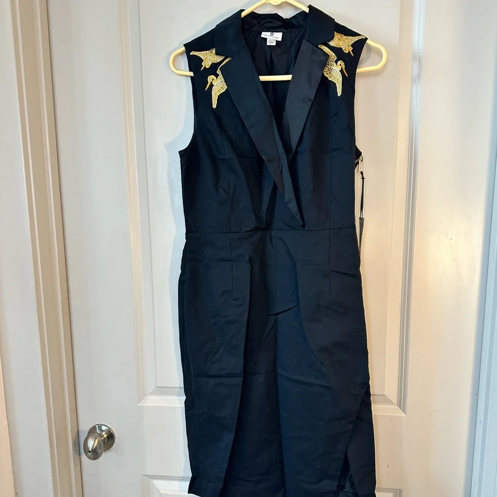 NEW Altuzarra for Target Black &Gold Embroidered Side Slit Sleeveless MIDI Dress - Picture 4 of 11